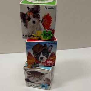 Re-marks Animal Puzzles, 3 - 100 Piece Puzzles